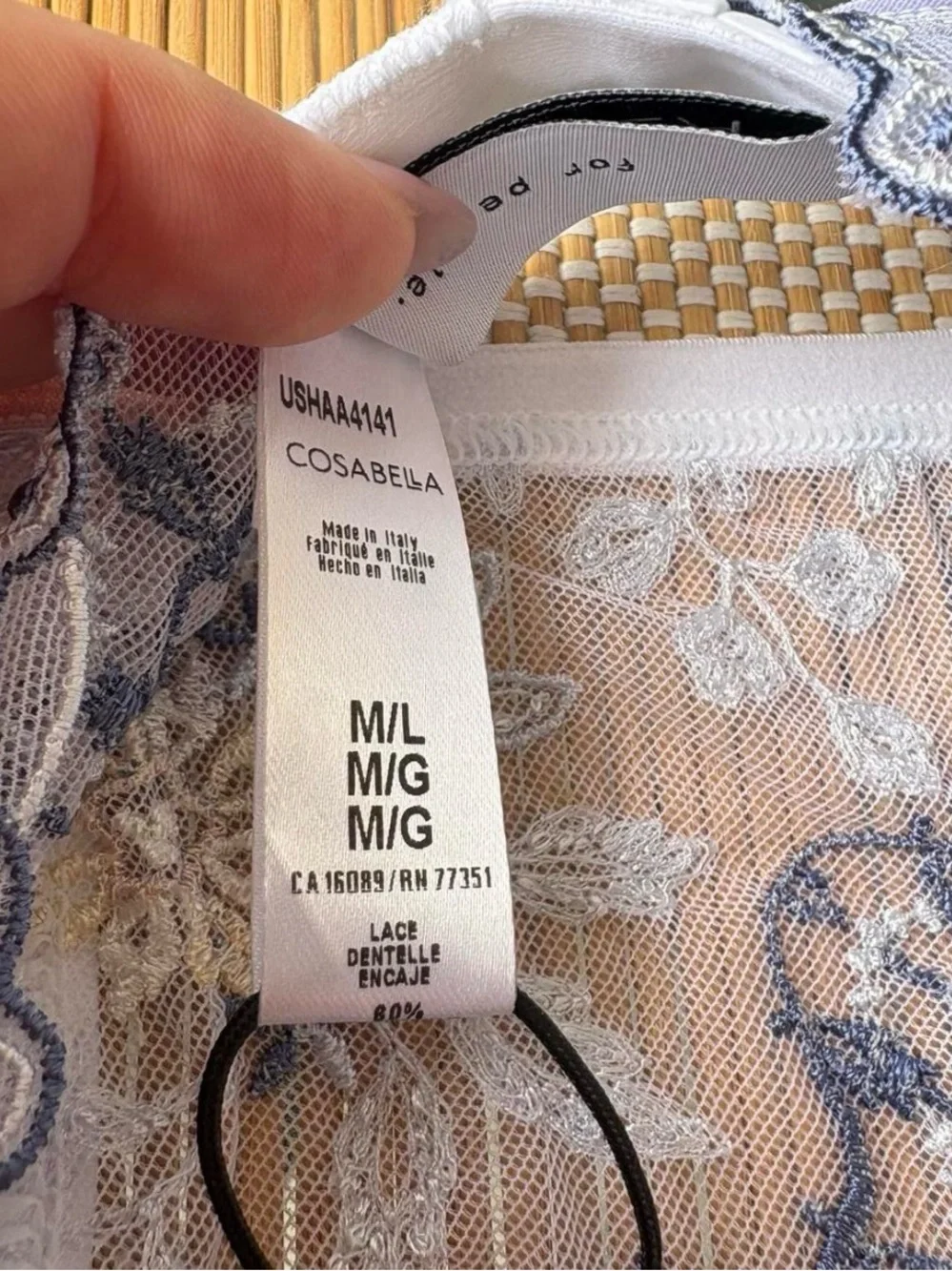 Cosabella Something Blue Floral Lace Bridal  Garter Belt M/L NWT